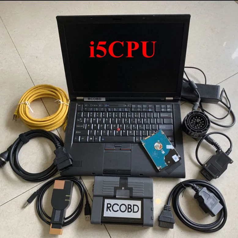RCOBD Автопроизводственный инструмент программирования диагностики для B-MW I-COM A2 B C с 1 ТБ H-DD Expert Mode-10 в использованном ноутбуке T410 I5 CPU Полный комплект готов к работе
