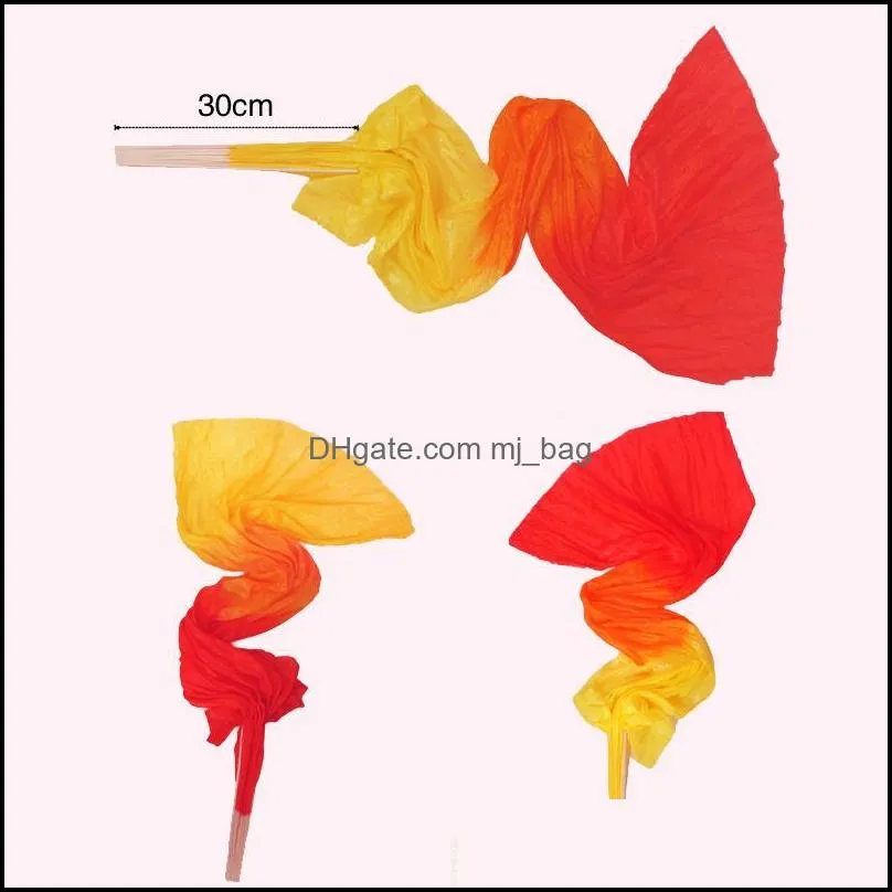 Other Home Decor Colorful Hand Made Lengthening Silk Fans Dance Fan Party Foldable Handheld Bamboo Decoration Crafts