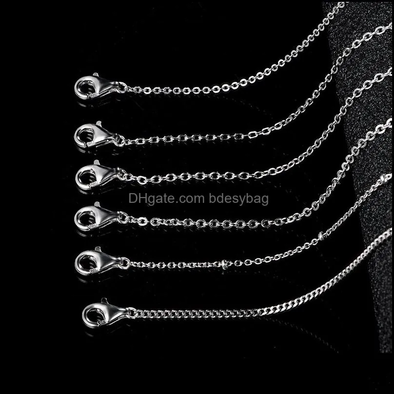 attagems classic basic 100% 925 solid sterling silver necklace chain 40cm 45cm 50cm fine jewelry fashion pendant link