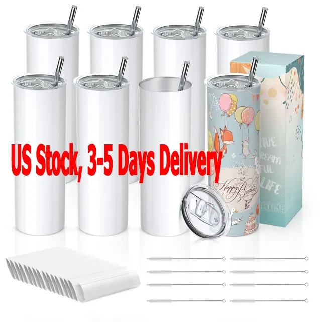 US Stock Factory Direct Sale 20oz Sublimation Tumbler Stainless Steel Tapered Straight Tumblers Cups Water Bottles Coffee Mug