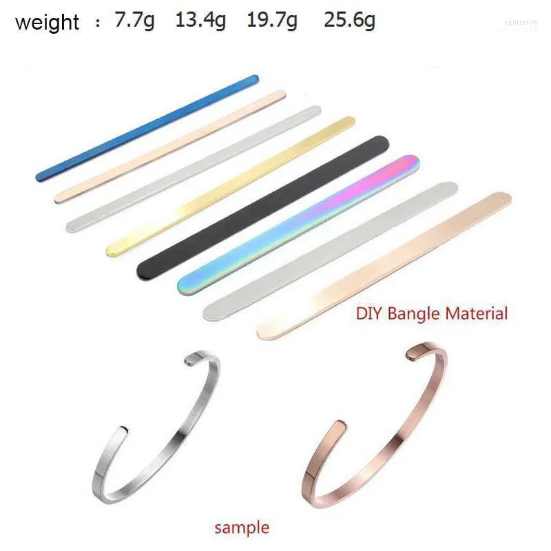 Bangle Selling Rose Gold Silver 152mm Length Stainless Steel Bar Straight Line Blank Bracelet Cuff Mantra Material Kent22