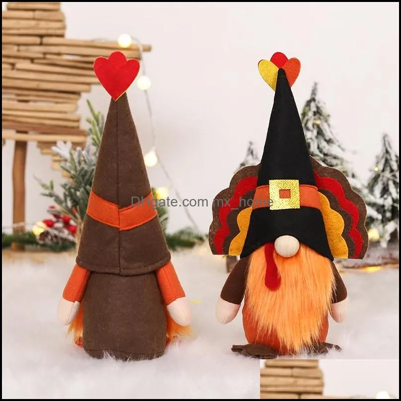 thanksgiving party decorations turkey shaped hat gnome faceless doll plush dolls cartoon toy for kids party supplies festival mxhome