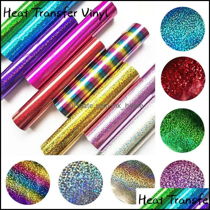 25 * 30 Cm Foglio di artigianato in vinile a trasferimento di calore glitterato Glitter-Htv Iron On per maglietta Cricut fai da te 8 colori vivaci Press Htv Drop Delivery 2021 Too