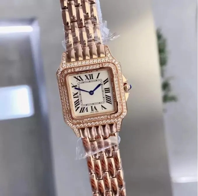 Vic Fashion Montre Femme Unisexe Casual Poignet Diamond Bezel Tank Series Montre 2 Taille Chiffres Romains Ultra Mince Lady Fashion Classique Multicolore Optionnel