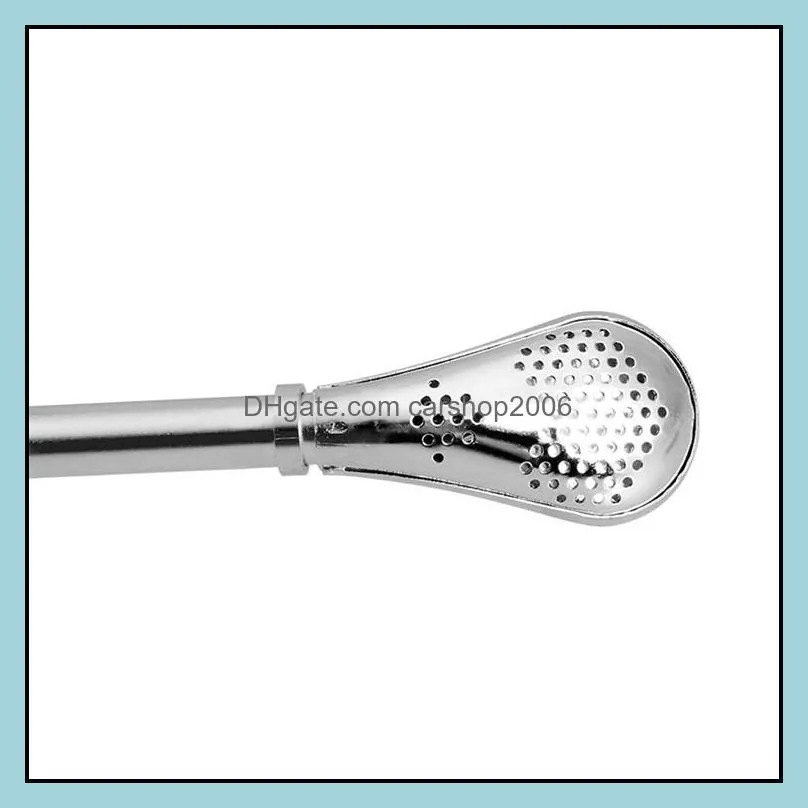 304 stainless steel tea spoon infuser strainer filter food grade metal spoon straw bombilla drinking tools