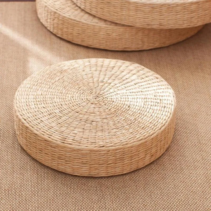 Kudde/dekorativ kudde 40 cm rund tatami kudde naturlig halm säte mjuk väv handgjorda kaststol mattan hem dekorera/dekorativ