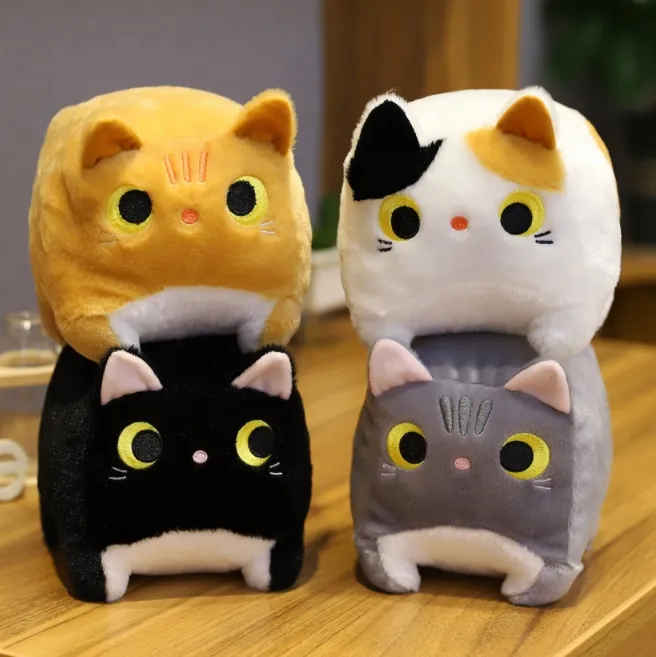 スクエアラブファットキャットぬいぐるみ人形柔らかいかわいい大きな顔の猫ラグドール子供のためのラグドール