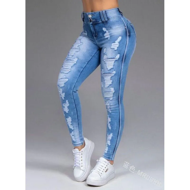 Plus Size Oversized Ripped Hole Pencil Pants For Women High Waist Slim Denim  Womens Trouser Jeans For Casual Summer Streetwear From Pingangu, $24.92