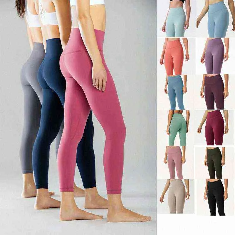 Leggings de ioga feminina Suje de calça de cintura alta alinhamento de esportes Raising Hips Gym Wear Weart Fitness Tights Sets 487J#