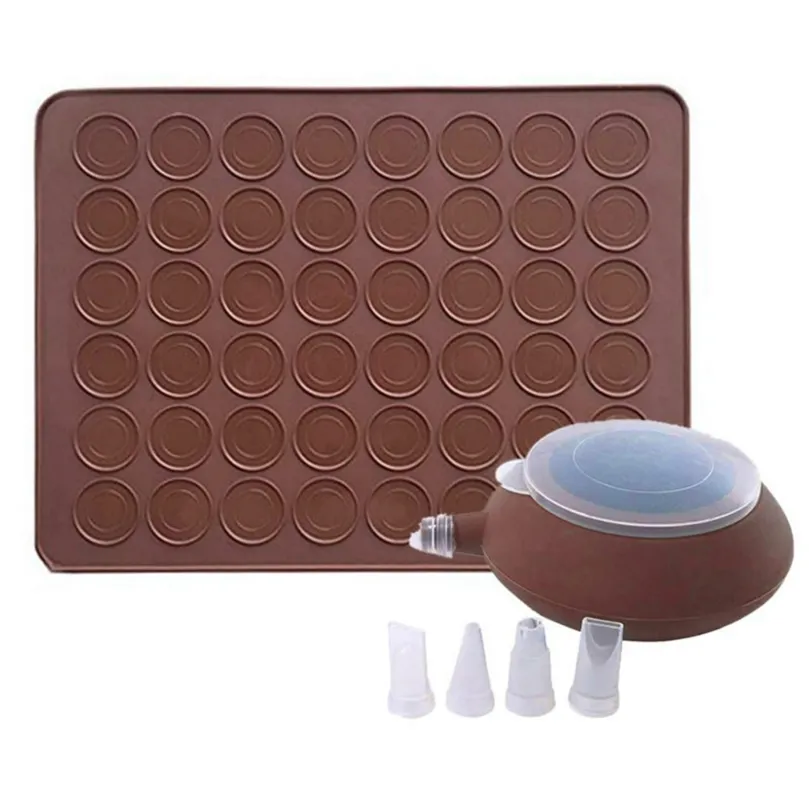 Macaroon Kit Macaron Silicone Mat NonStick Baking Mold Set 48 Capacity Macaron Pot Cake Decorating Supplies 220815