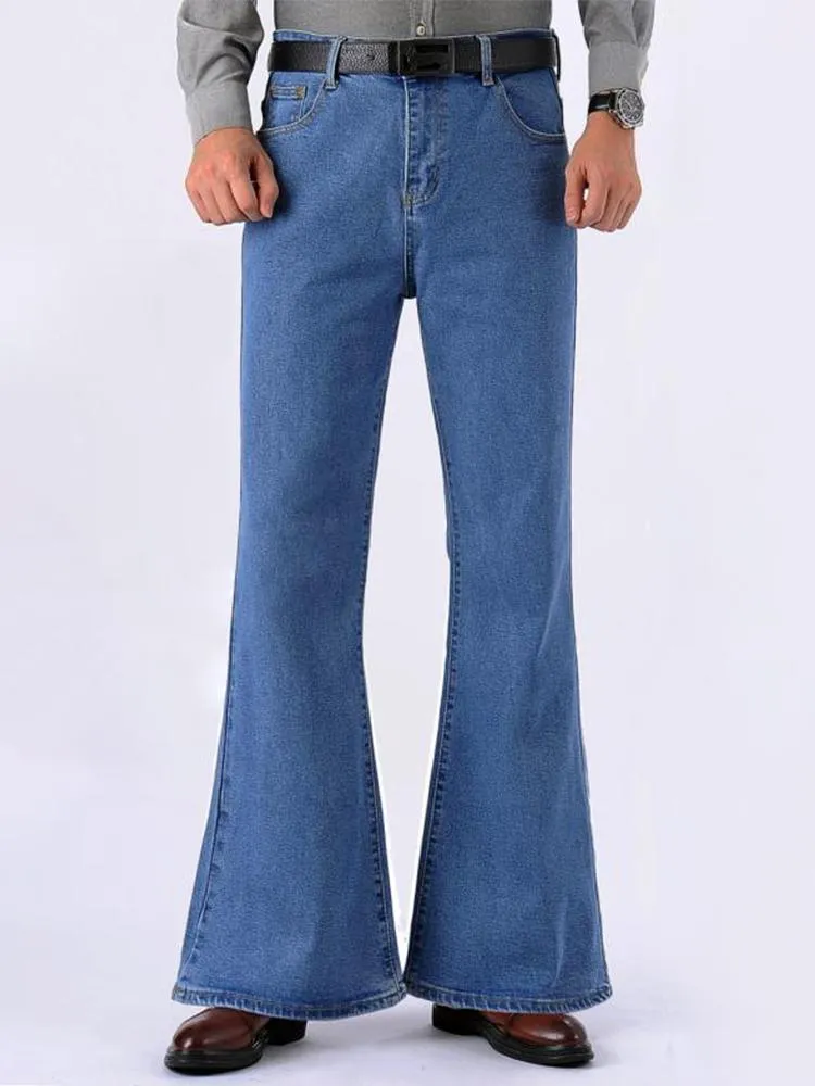 Jeans pour hommes Vintage Skinny évasé cloche bas pantalon évasé hommes bleu rétro Denim pantalon mâle pour Streetwear hommes