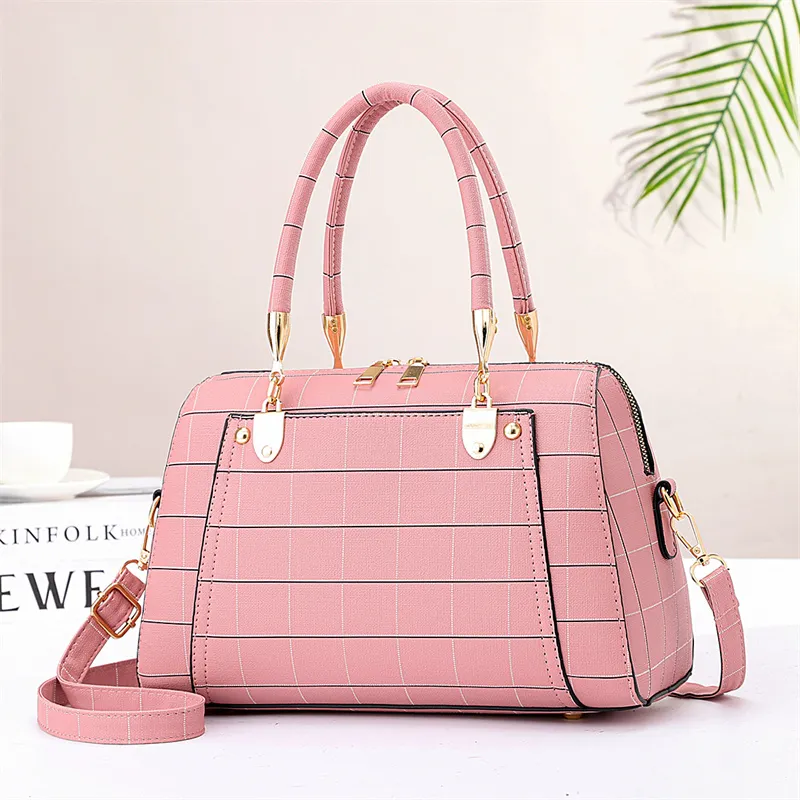 Women Tote Bags Fashion Boston Handbags Designer Shoulder Bag PU Leather Crossbody Messenger Purse Large Capacity Strip Totes Lady Causal Outdoor Packs 6colors