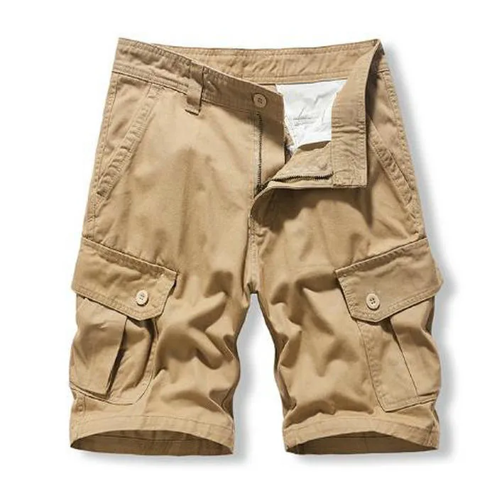 Summer Mens Cotton Tactical Cargo Shorts 2022 Solid Color Multi-pocket Casual Short Pants Sports Loose Shorts Trousers Men