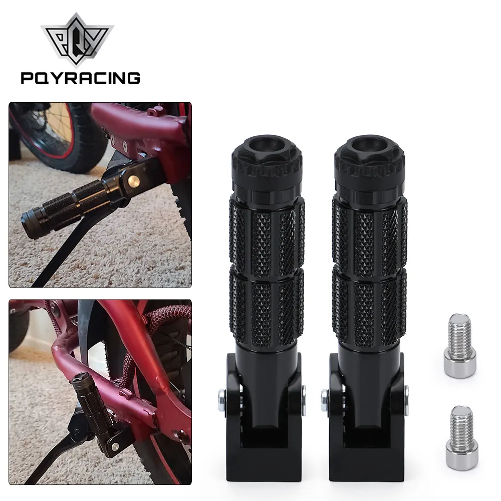 2 PCs M8 Universal Motor Motor Motor Motor Crestes de pés dobráveis ​​Pegamentos de pé Restos PEGS Pedals traseiros Conjunto de motocicleta de alumínio CNC Parte PQY-SC15BK