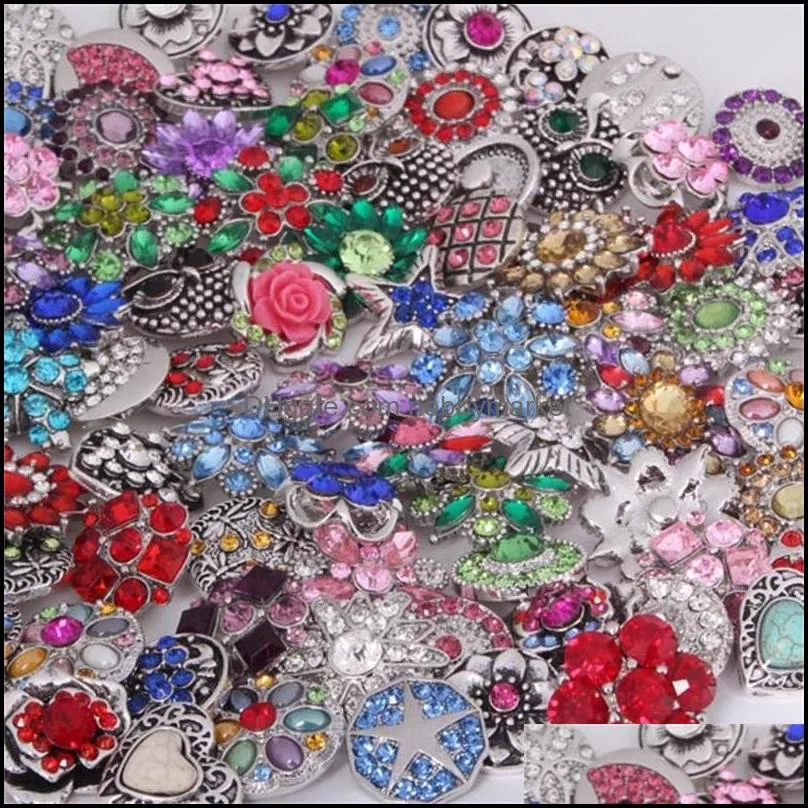 Mixed styles Components Vintage Noosa Chunks 18mm Snap Buttons For Snap Button Necklace Bracelet Jewelry Accessories