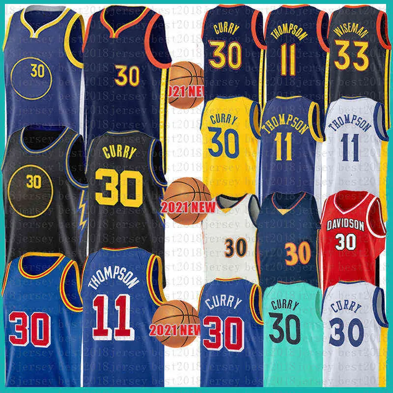 Hurtowe niestandardowe męskie dzieciaki Stephen Curry Wiseman Koszykówka Klay Thompson Davidson Wildcats koszulki NCAA College Jerseys 30 33 11 11