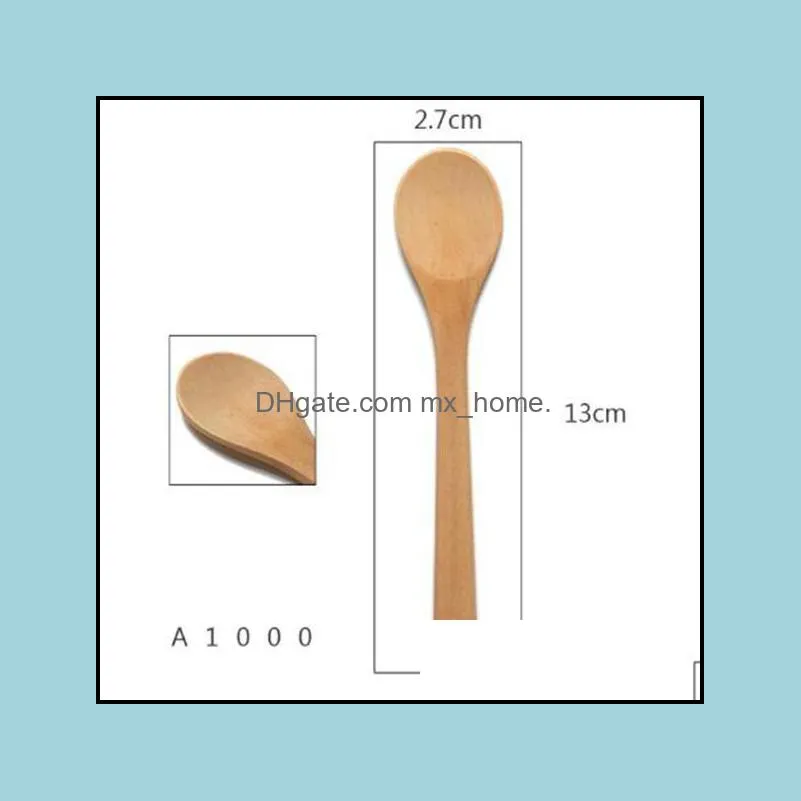 500pcs/lot Fast Shipping 13cmx2.7cm Wooden Spoons Honey Spoon Spoons wood Spoons 6 styles