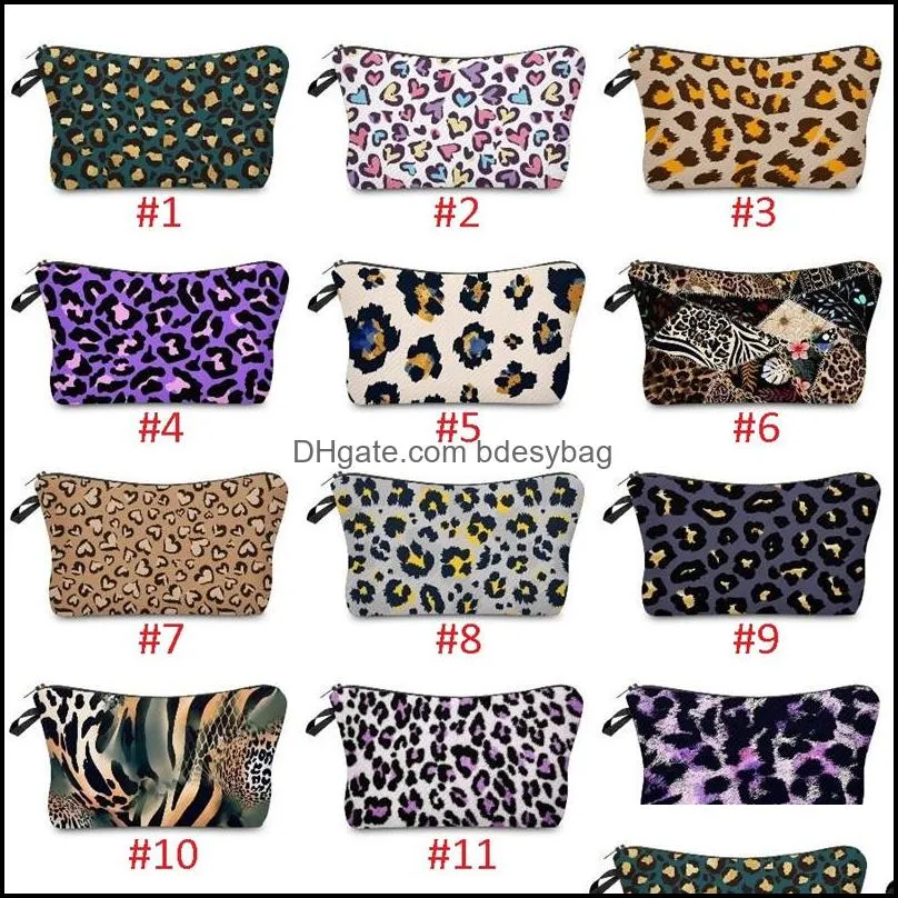 hot sales multi functional lady`s leopard washing bag fashion 3d printing makeup bag travel portable cosmetics storage bag t9i001120