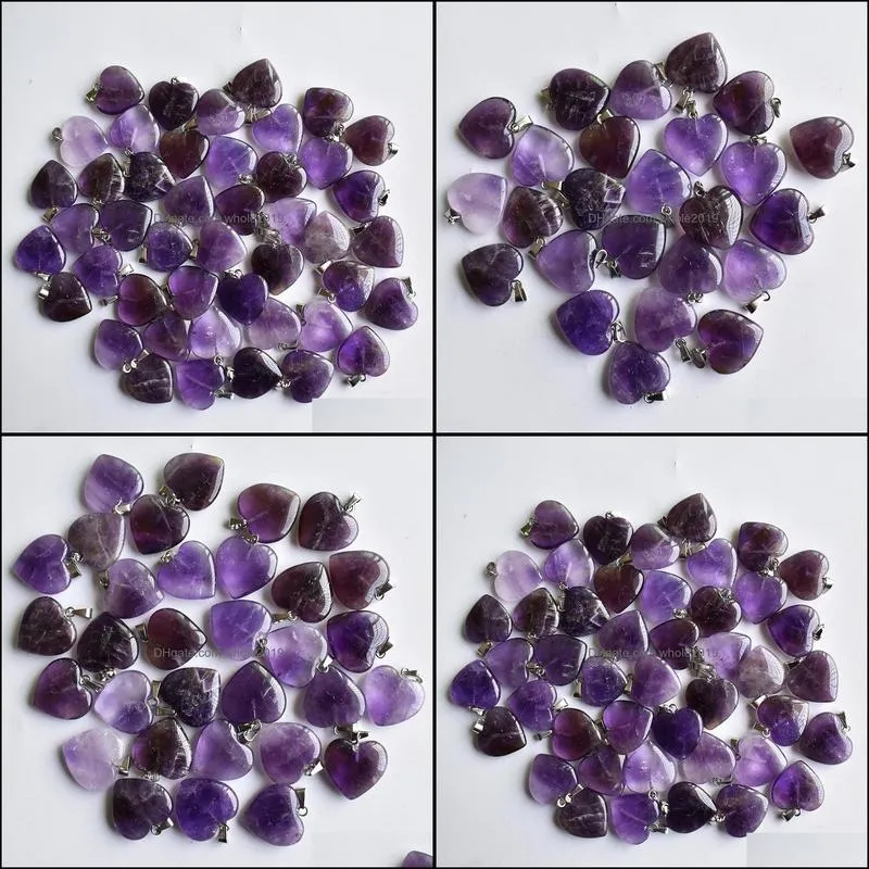 love heart stone beads pendants 20mm wholesale charms natural stone amethysts for diy jewelry making women gift