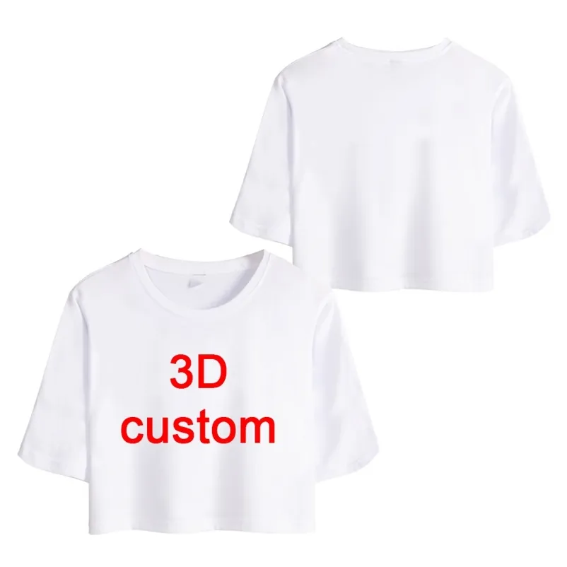 CJLM Dostosowane krótkie koszule T Sumer Tops Kobiety Spersonalizowane zdjęcie uprawy Tshirt Print Anime Skull 3D T-shirt 220619
