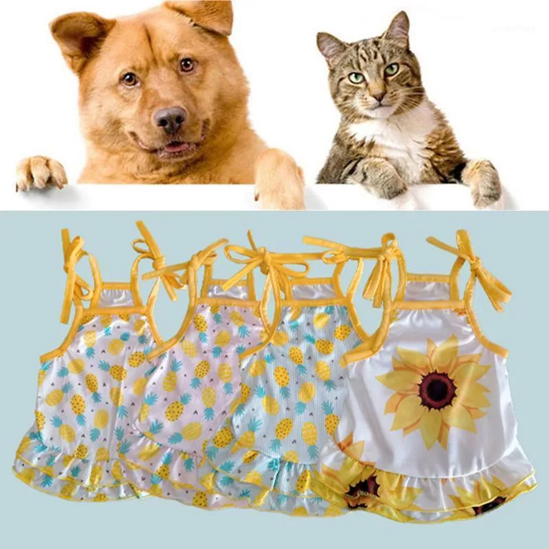Hondenkleding zoete huisdier kat prinses stijl vest shirt bloemen fruit print kleding kostuum voor katten kitten shirts kedi kleding huisdieren outfitdog