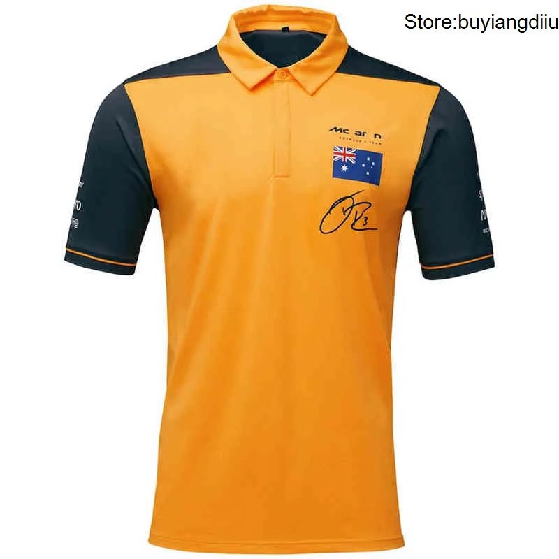 남성용 폴로 F1 여름 포뮬러 원 셔츠 McLaren 공식 웹 사이트 2021 팀 버튼 짧은 슬리브 최신 경주복 통기성 티셔츠