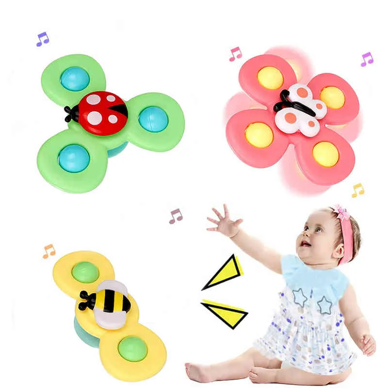 1 stks Cartoon Insect Fiet Spinner Baby Toys Zuig Cups Spinner Top Toy Relief Strs Educatief Vingertop Speelgoed voor Corporavjyavjy