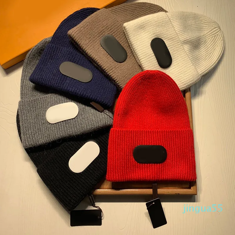 Enkel Brev Läder Skull Hattar Bekväm Mjuk Ull Hat Candy Colored Beanie Ladies Cold Beanies