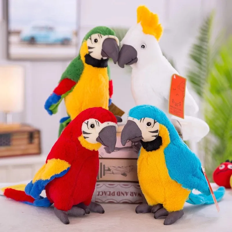 29 cm livtro delad papegoja plysch leksaker mjuk simulering psittacidae macaw fylld leksak söta vilda djur fåglar dockor barn barn gåva la408