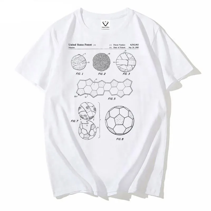 Herren T-Shirts Mode Vintage Männer Kurzarm Sommer Junge Casual Tees Antikes klassisches T-Shirt Fußball Patent Hip Hop Streetwear
