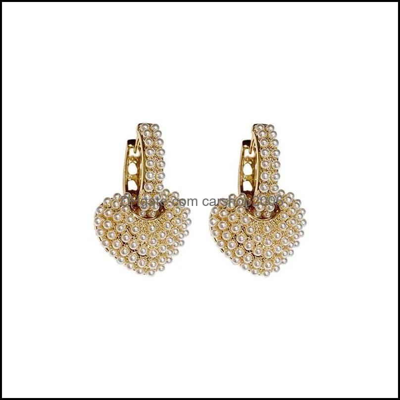 Pearl Hoop Earrings Removable Temperament Trendy Geometric Love Heart Two-wear Women Fashion Jewelry Accessories & Huggie