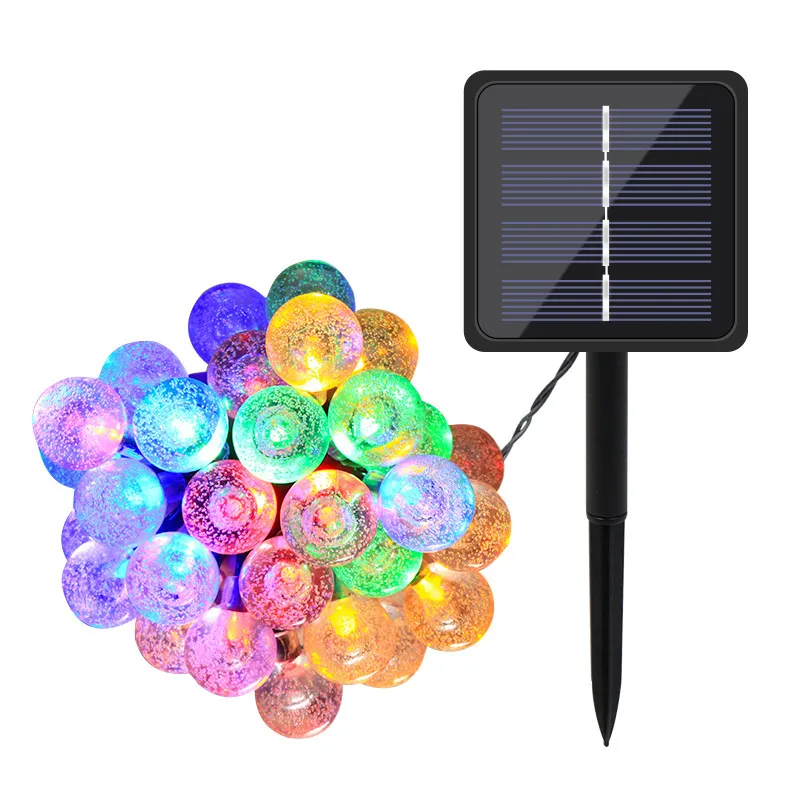 Lampada a stringa solare da esterno 30 Led Lampada a sfera in cristallo con 8 modalità Solari impermeabili alimentati da patio Illuminazione per decorazioni per feste in giardino D3.0