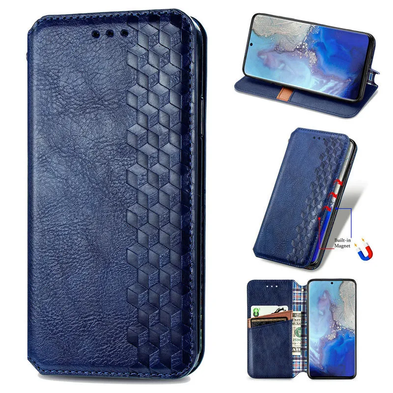 Housse en cuir magnétique mince support d'affaires étuis portefeuille à rabat pour Samsung S9 S10 S20 Plus S20 Ultra Samsung Note 20 Ultra/Pro