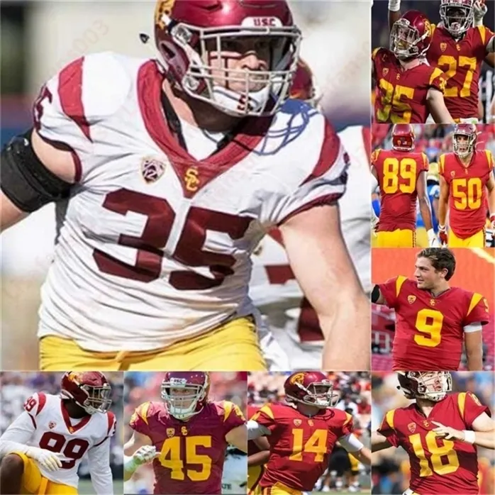 SJ98 USC Trojans Fotbollsstygn Jersey Anpassad något namn nummer 6 Michael Pittman Jr. 51 Marlon Tuipulotu 10 John Houston Jr. Devon Williams