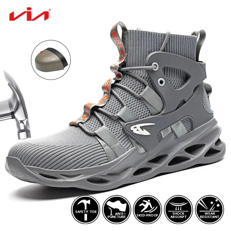 Male Work Safety Steel Toe Boots for Men and Women Lightweight Breathable Industrial & Construction Shoes 220411