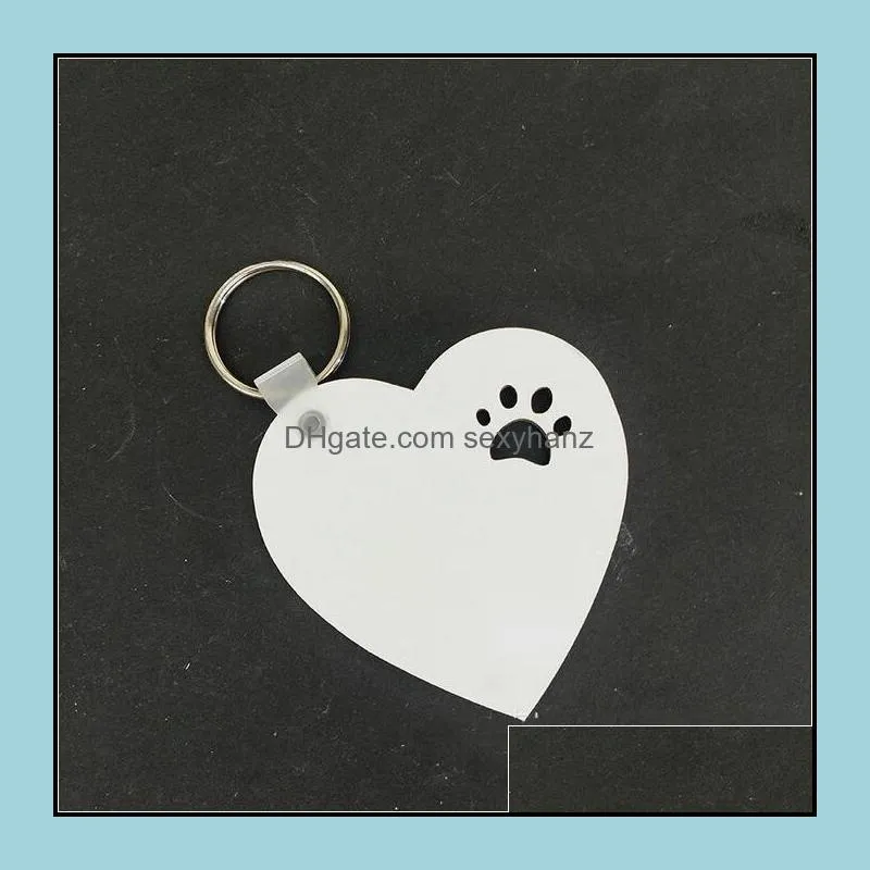 Wooden Sublimation Blank Keychain Pendant Double Sided Heat Transfer Pet Keychains Bag Decoration DIY Gift