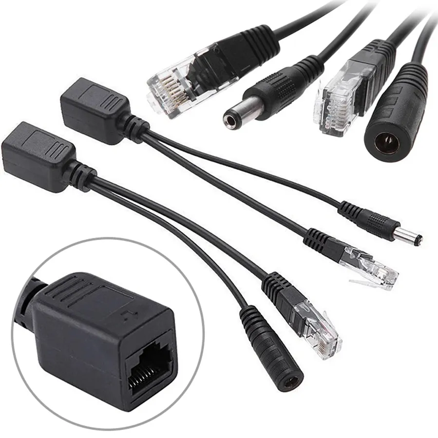 Kit Injecteur Et Répartiteur PoE 2 Pièces - Adaptateur DC12V - Étanche - Pour Réseau 10/100Mbps Cat5/5e/6