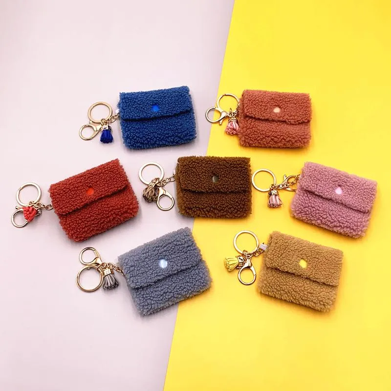 New Mini Coin Purse Keychain Candy Color Cute Coin Keys Case Pendant Data Cable Storage Bag Key Chain