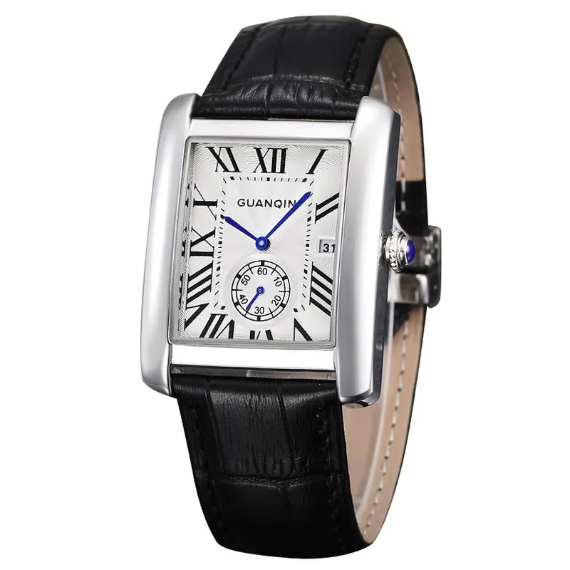 Нарученные серии серии прямоугольные часы для мужчин Гуанкин Мужские часы с бочкой тип Quartz Fashion Luxury Sport