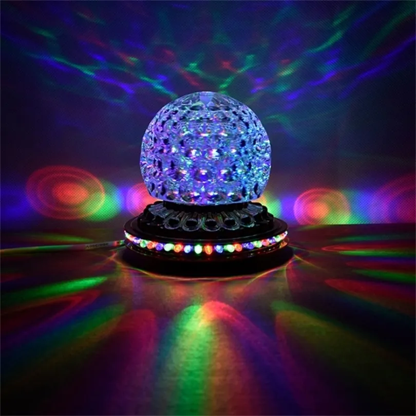 Mini rotação rotação colorida em estágio LED Light Home Christmas KTV Party DJ Disco Efeito Light Crystal Magic Ball Stoge Iluminação 201006
