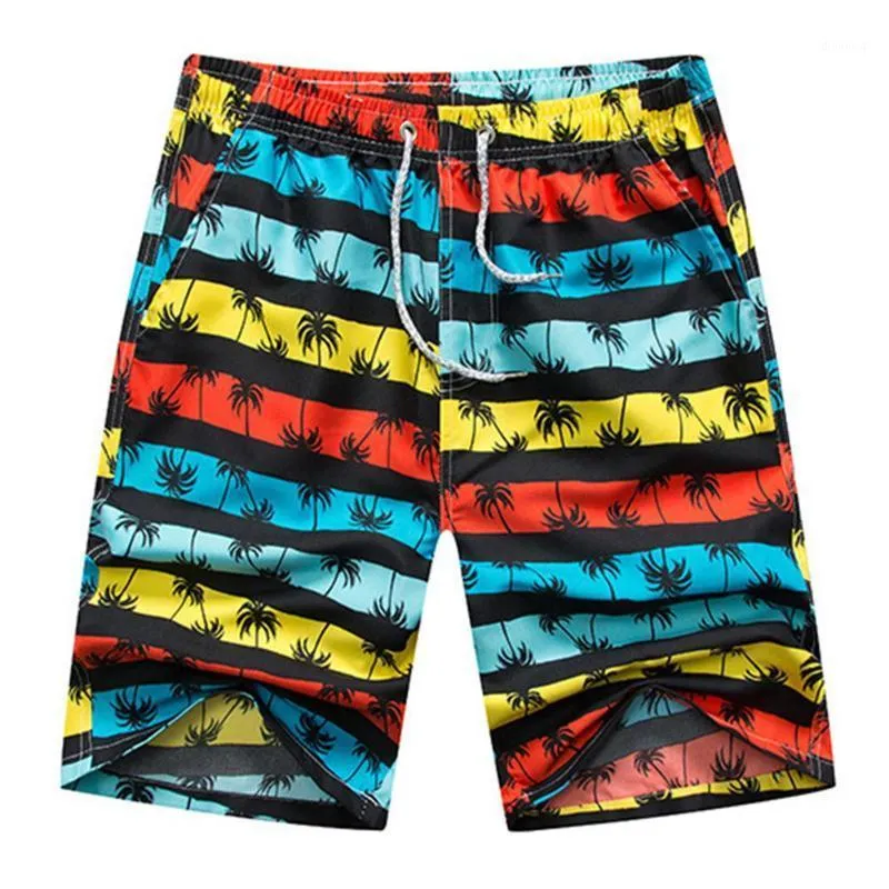 Yiwa, pantalones cortos para hombre, talla grande, estampado colorido, cordón de secado rápido, playa, ropa fina de Micro elasticidad para hombre