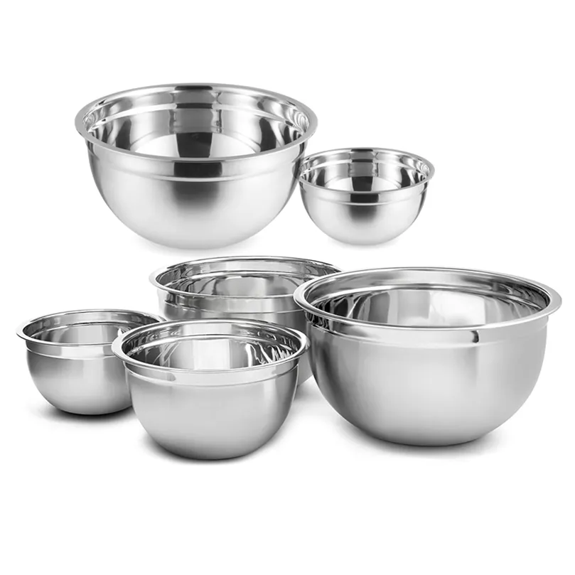 (Conjunto de 6) tigelas de mistura de aço inoxidável aninhamento antiderrapante bacia de salada de revestimento conjunto de mistura para cozinhar armazenamento de cozimento 220408