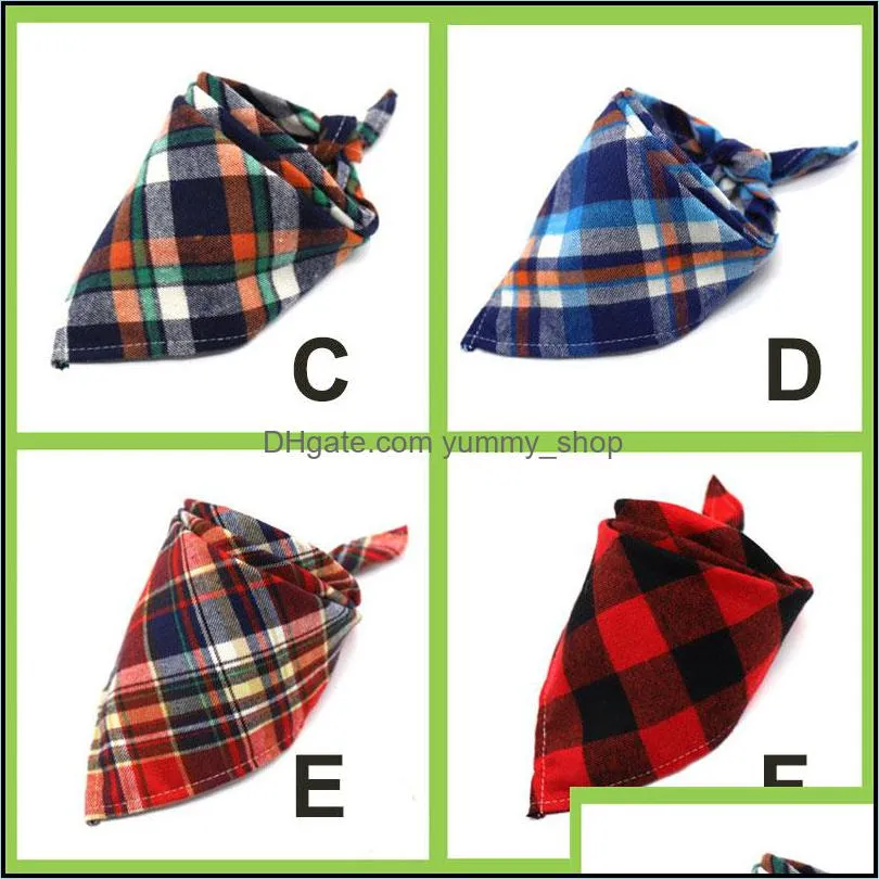 dog bandanas scarf kerchief bibs washable girl boy cotton pet outdoor fall accessories for small medium birthday gift square plaid double adjustable for puppy