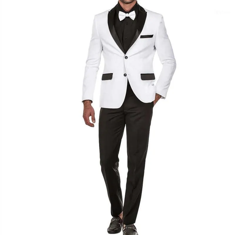 Costumes pour hommes Blazers 2022 Mode Beau Gentleman Blanc Hommes Slim Fit pour robe de mariée Beach Party Wear Vêtements masculins (veste + pantalon)