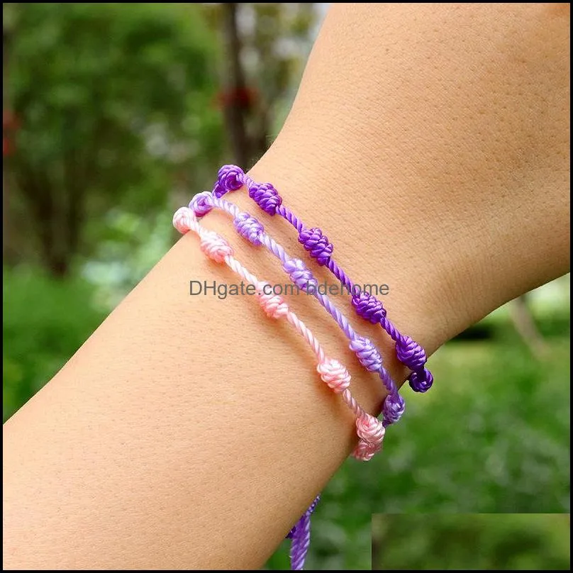 Colorful 7 Knots String Bracelets for Protection Good Luck Amulet Success Prosperity Handmade Rope Bracelet Lucky Charm Bangles