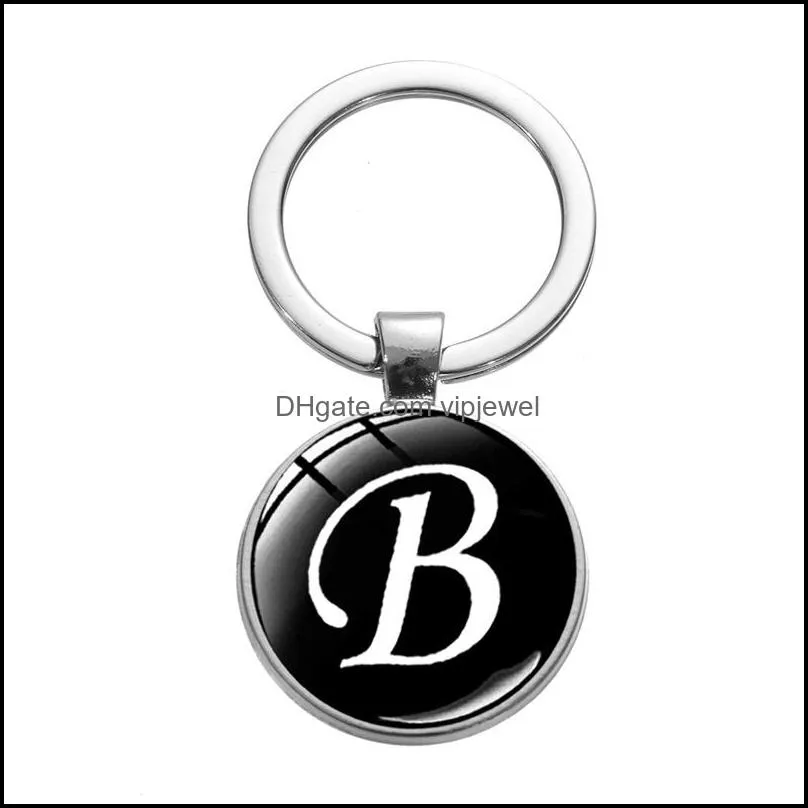 personalized 26 alphabet keychain jewelry fashion round letter keychains accessories charm bag key ring for women p315fa