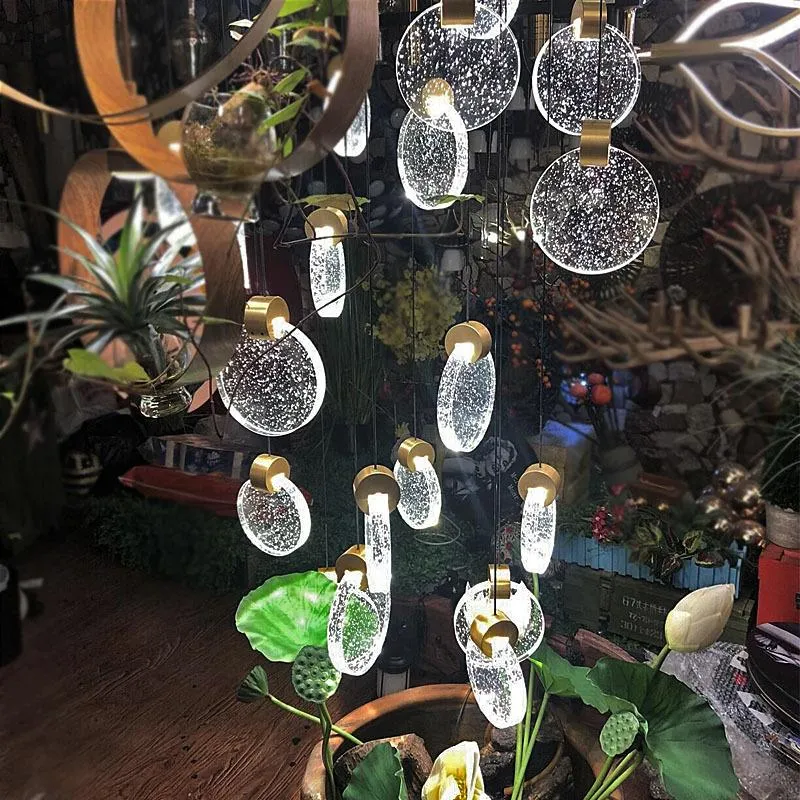 Lâmpadas pendentes composto de lustre de cristal no sótão Sala de estar de sala de estar de decoração de lâmpada de lâmpada de lâmpada Industrial