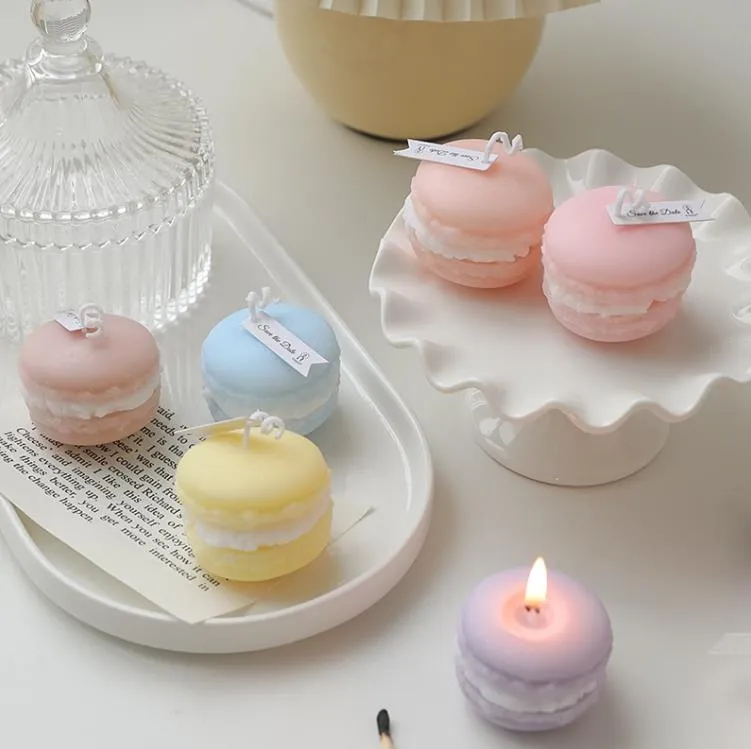 Macaron Scented Candles Portable Mini Macaron-Cute Birthday Party Festival Home Decorative Candle Photo Shooting Props SN4561