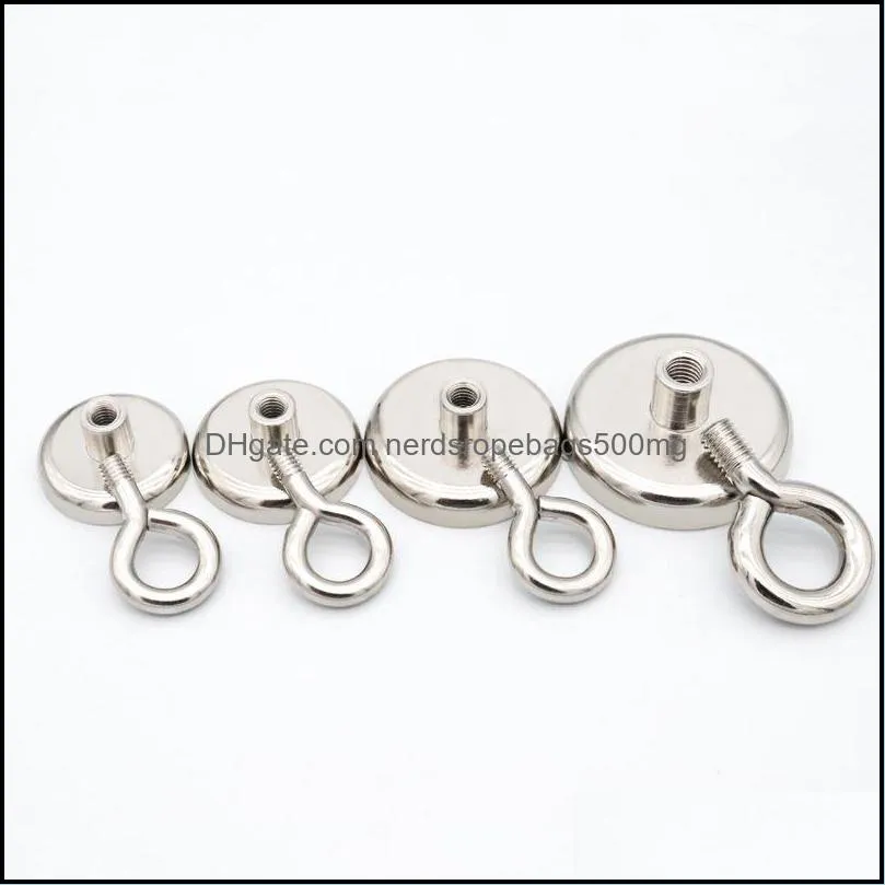 Super Strong Neodymium Magnet Hooks Pot Fishing Salvage Magnets Neodymium Round Powerful Magnetic Hook Sea Fishing Magnet Searcher 64