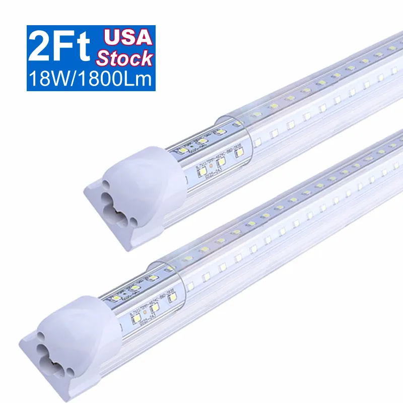 2 Fuß verknüpfbare LED-Ladenleuchte, 24 Zoll, 18 W, 20 W, 22 W, Röhrenlichter, kühlere Türbeleuchtung, 24 Zoll integrierte T8-Glühbirnen, 6500 K AC85–277 V Decken- und Versorgungsleistenlampe OEMLED